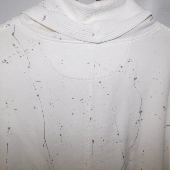 Sea Breeze of California Womens L White Gold Silver Paint Splatter Cowlneck Top - Picture 11 of 12